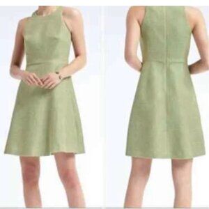 Banana Republic SZ 12 Green Linen Blend Dress Wardrobe Staple Career Dressy Mode